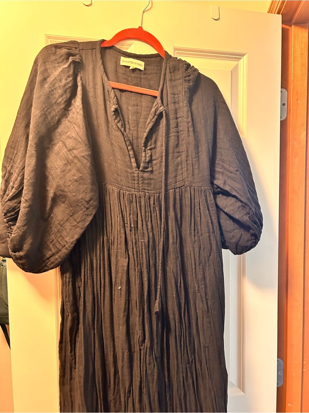 Daughters of India Black V-Neck Tiered Midi Dress - Picture 2 of 3